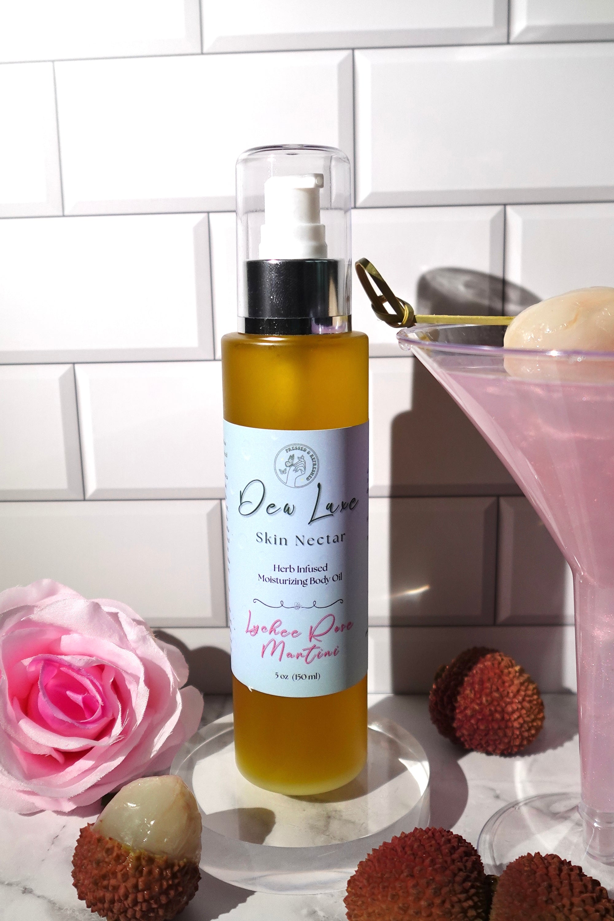 Dew Luxe: Skin Nectar | Herb Infused Body Oil - Lychee Rose Martini