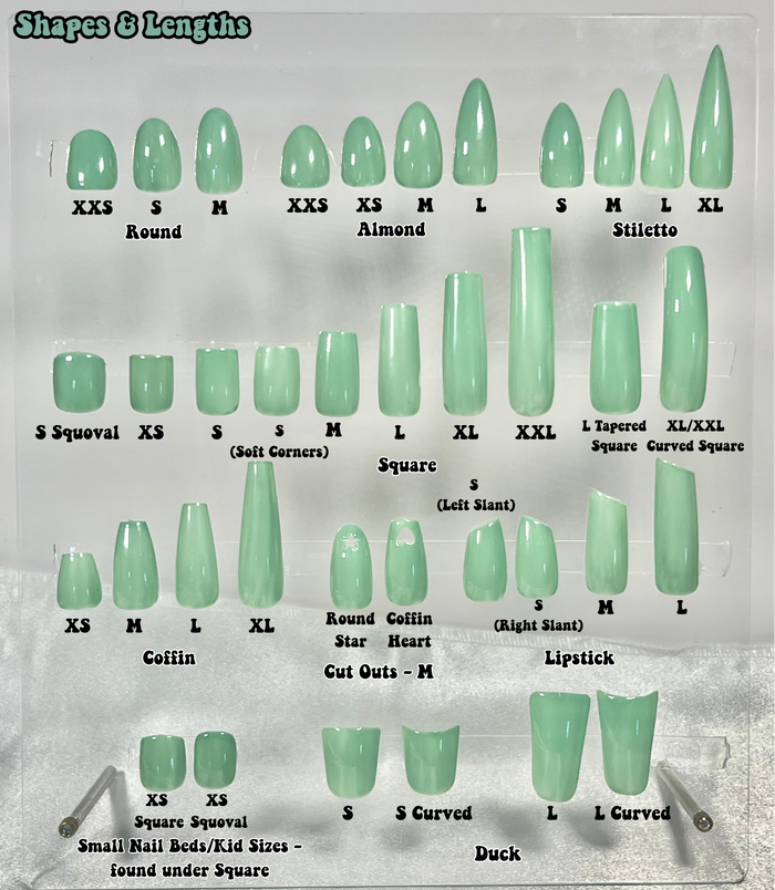 Nail Shape & Size Chart - NOT FOR SALE